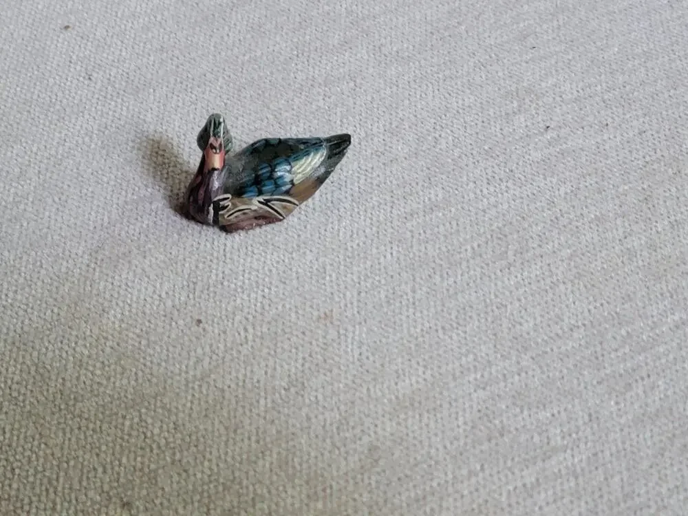 Vintage Art Hand Carved Wooden Painted Miniature Duck Decoy Figurine 2in